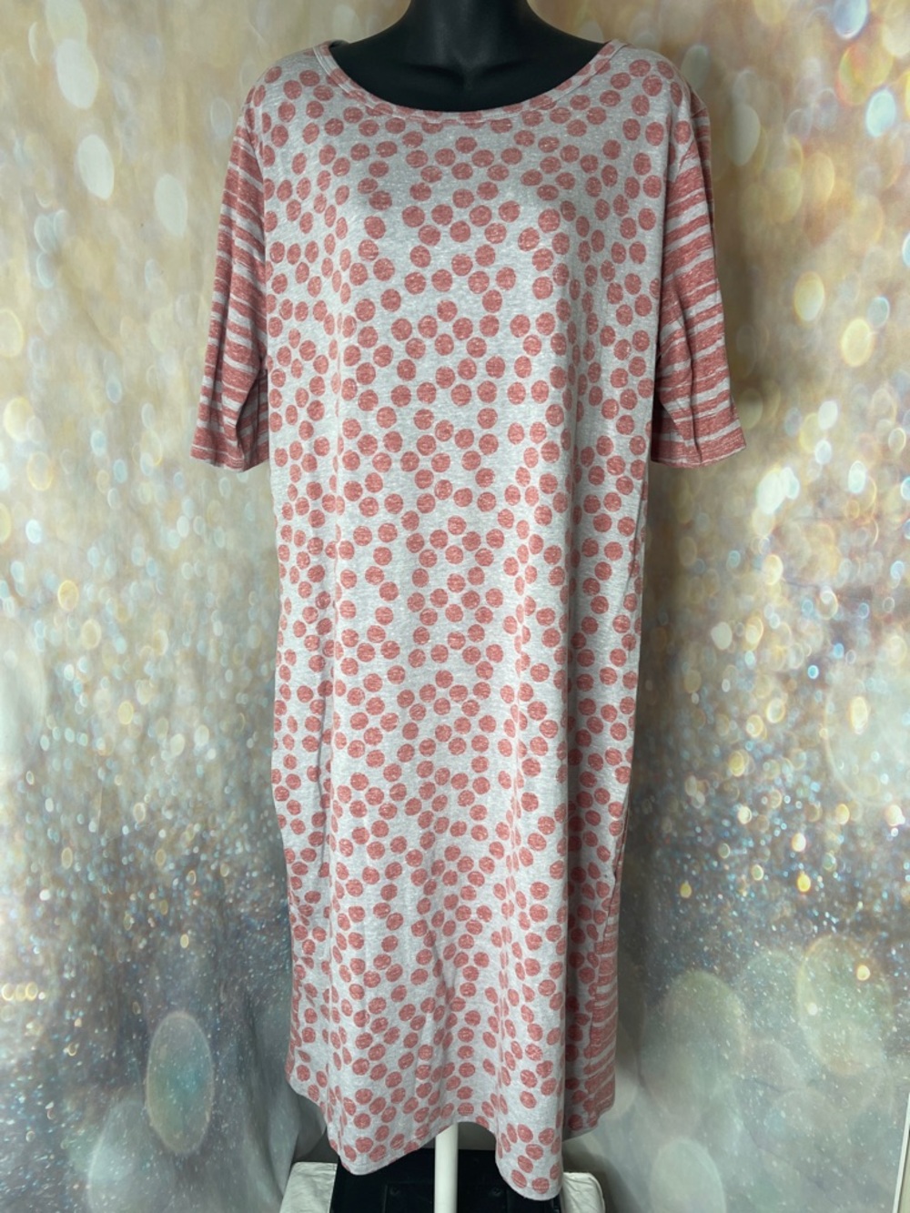 Lularoe Womens 3XL Julia Dress Midi Stretch  Dots and Stripes